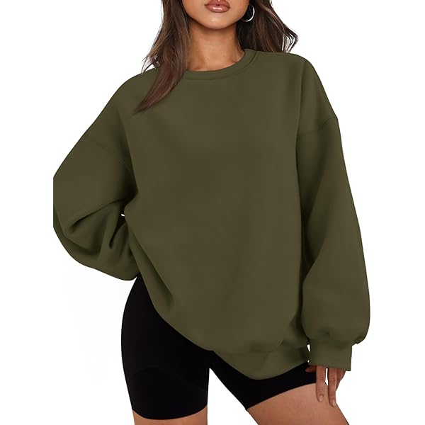 PINSPARK Womens Sweatshirts Round Neck Oversized Pullover